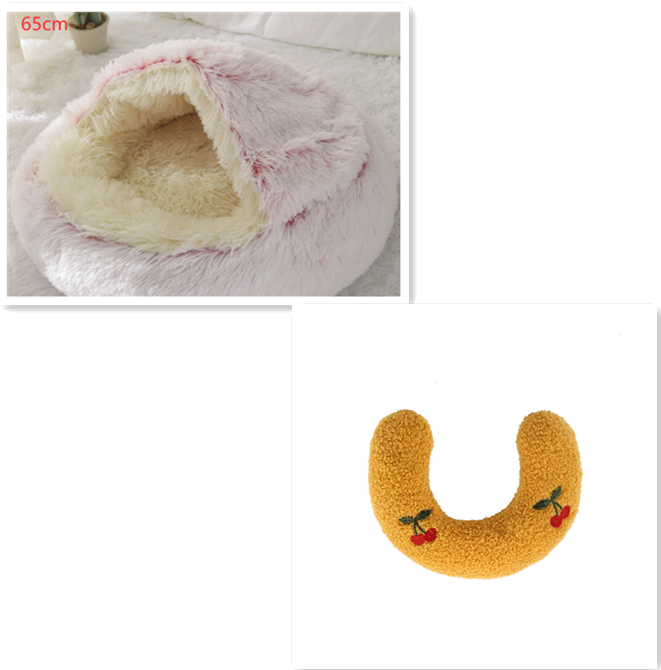2 In 1 Dog And Cat Bed Pet Winter Bed Round Plush Warm Bed House Soft Long Plush Pets Bed-0-Rambla Store