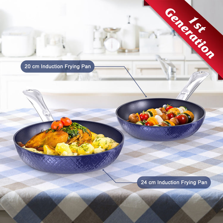 Frying Pan Sets Non Stick 3Pieces Blue 3D Diamond Cookware-5-Rambla Store