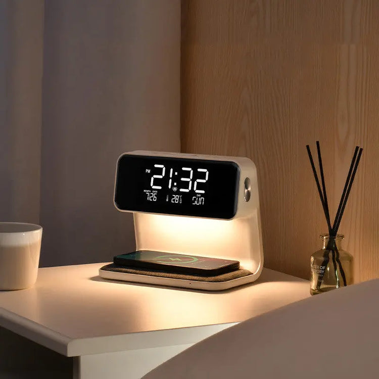 Creative 3 In 1 Bedside Lamp Wireless Charging LCD Screen Alarm Clock Wireless Phone Charger-0-Rambla Store