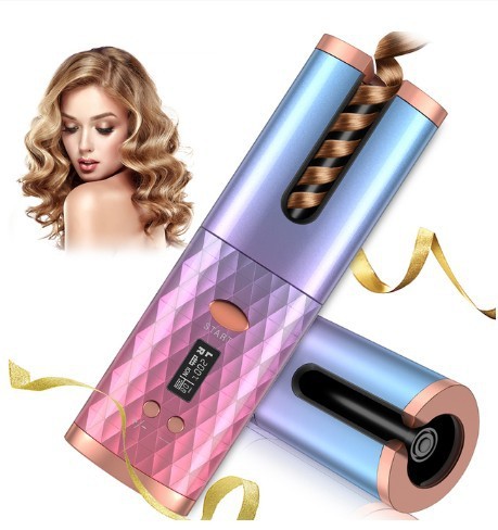 Rechargeable Automatic Hair Curler Women Portable Hair Curling Iron LCD Display Ceramic Curly Rotating Curling Wave Styer-0-Rambla Store