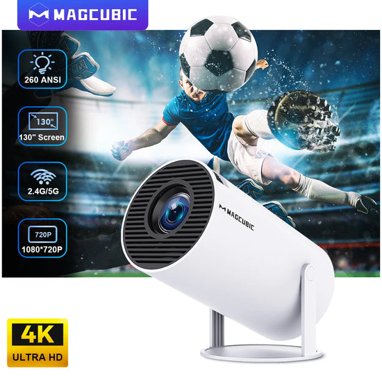 Projector Android 11 4K 1280*720P HY300 Dual Wifi 260ANSI 180°Flexible BT5.0 Cinema Outdoor Portable Projetor HY300 Pro--Rambla Store