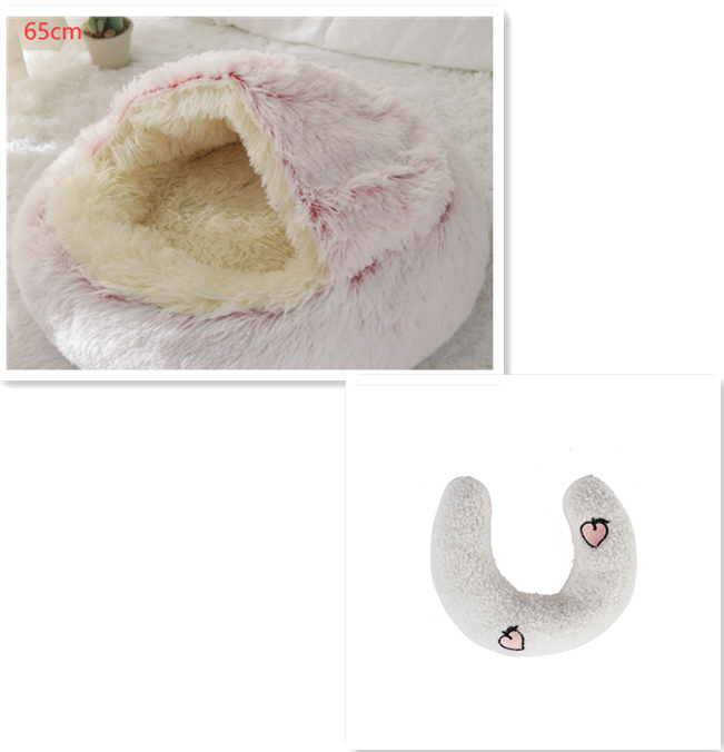 2 In 1 Dog And Cat Bed Pet Winter Bed Round Plush Warm Bed House Soft Long Plush Pets Bed-0-Rambla Store