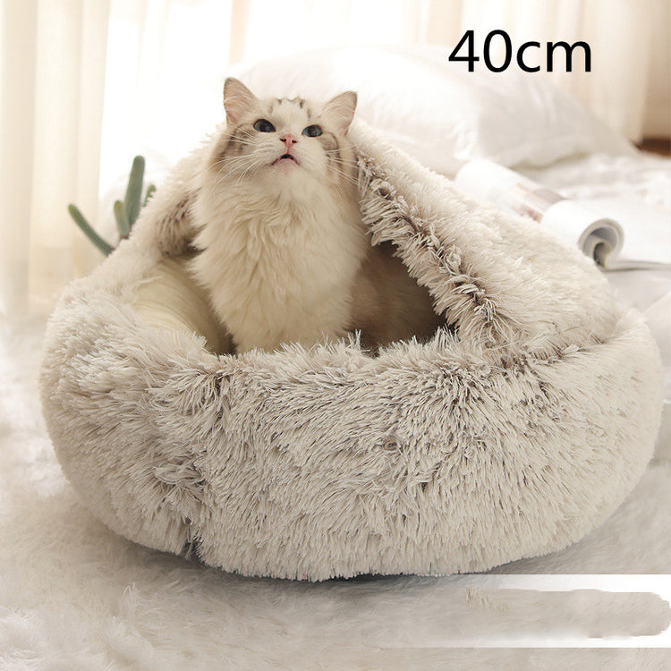 2 In 1 Dog And Cat Bed Pet Winter Bed Round Plush Warm Bed House Soft Long Plush Pets Bed-0-Rambla Store