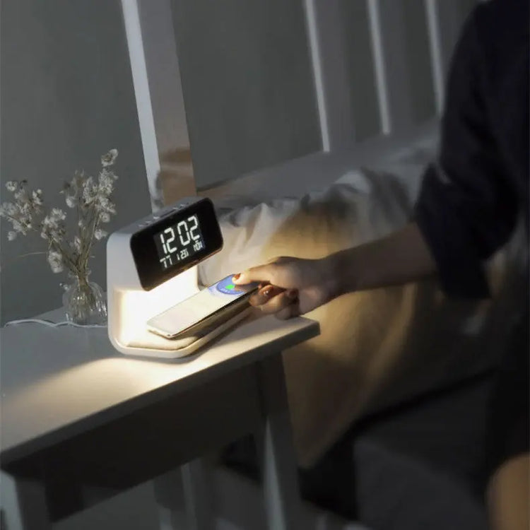 Creative 3 In 1 Bedside Lamp Wireless Charging LCD Screen Alarm Clock Wireless Phone Charger-0-Rambla Store