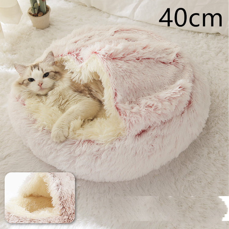 2 In 1 Dog And Cat Bed Pet Winter Bed Round Plush Warm Bed House Soft Long Plush Pets Bed-0-Rambla Store