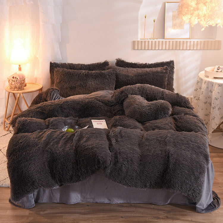 Luxury Thick Fleece Duvet Cover Queen King Winter Warm Bed Quilt Cover Pillowcase Fluffy Plush Shaggy Bedclothes Bedding Set Winter Body Keep Warm-0-Rambla Store