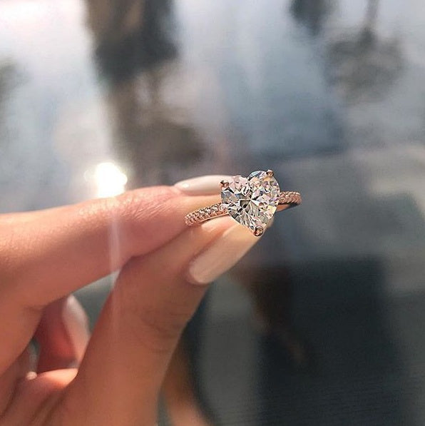Ins best selling inlaid AAA zircon heart-shaped ring wish new European and American engagement party ring jewelry-0-Rambla Store