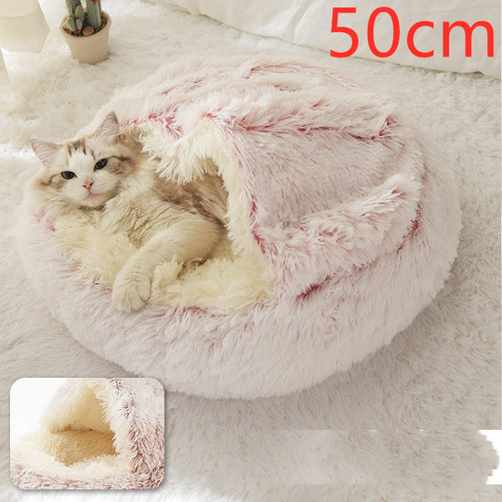 2 In 1 Dog And Cat Bed Pet Winter Bed Round Plush Warm Bed House Soft Long Plush Pets Bed-0-Rambla Store