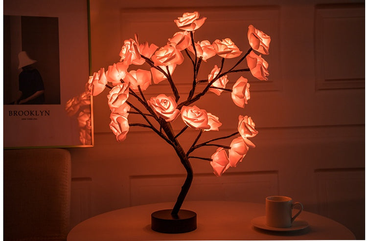 Rose Flower Lamp USB Battery Operated LED Table Lamp Bonsai Tree Night Lights Garland Bedroom Decoration Lights Home Decor-0-Rambla Store