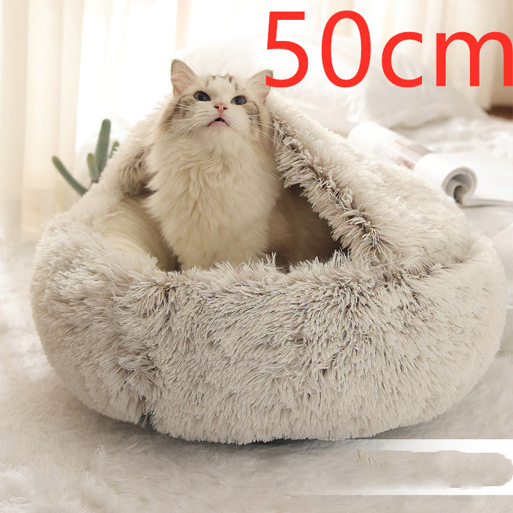 2 In 1 Dog And Cat Bed Pet Winter Bed Round Plush Warm Bed House Soft Long Plush Pets Bed-0-Rambla Store