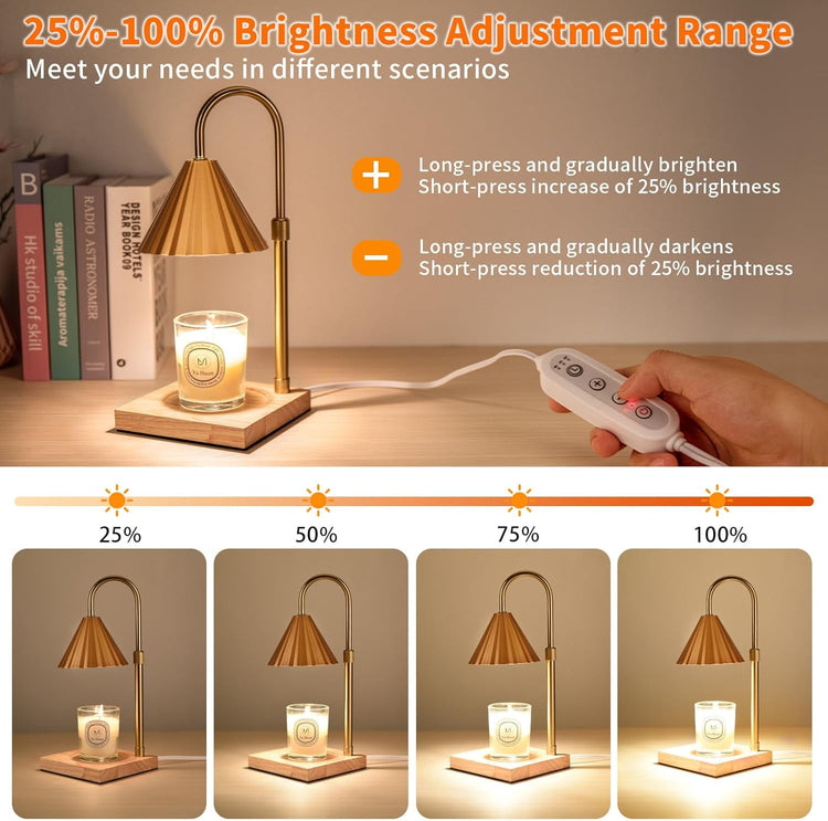 Candle Warmer Lamp, Dimmable Candle Warmer with Timer for Jar Candles, Wax Melt Warmer with Height-Adjustable Metal Lampshade for Home Decor Holiday Gift, 2 Bulbs Included--Rambla Store