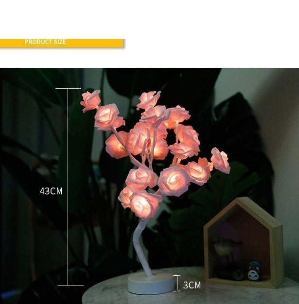Rose Flower Lamp USB Battery Operated LED Table Lamp Bonsai Tree Night Lights Garland Bedroom Decoration Lights Home Decor-0-Rambla Store