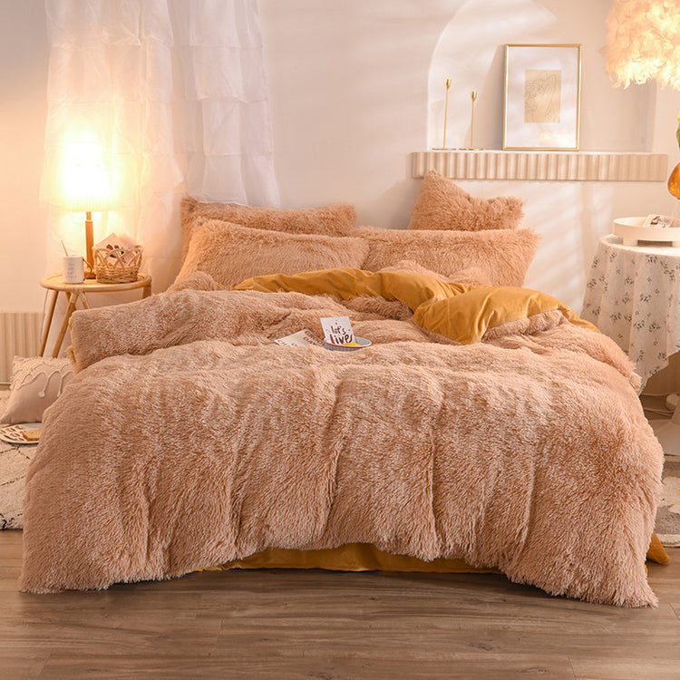 Luxury Thick Fleece Duvet Cover Queen King Winter Warm Bed Quilt Cover Pillowcase Fluffy Plush Shaggy Bedclothes Bedding Set Winter Body Keep Warm-0-Rambla Store