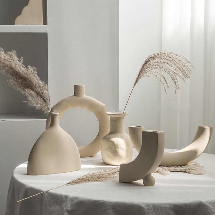 Simplicity Ceramic Vase Dry Flower Arrangement Home Decoration Ornament Living Room Display Art Vases-0-Rambla Store