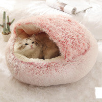 2 In 1 Dog And Cat Bed Pet Winter Bed Round Plush Warm Bed House Soft Long Plush Pets Bed-0-Rambla Store