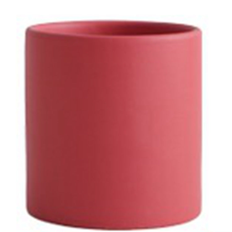 Nordic Industrial Style Colorful Ceramic Flowerpot Succulent Planter Green Plants Cylindrical Shape Flower Pot With Hole Tray-0-Rambla Store