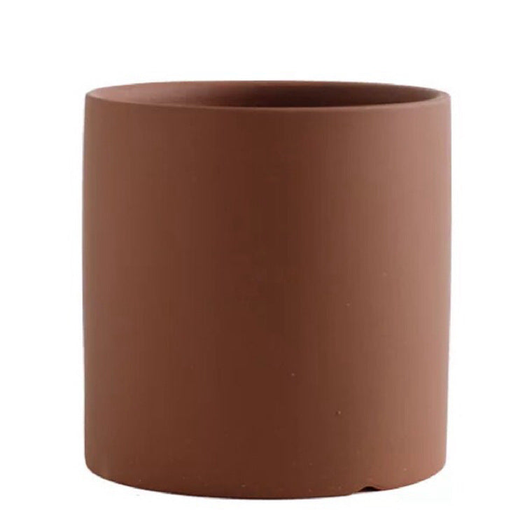 Nordic Industrial Style Colorful Ceramic Flowerpot Succulent Planter Green Plants Cylindrical Shape Flower Pot With Hole Tray-0-Rambla Store