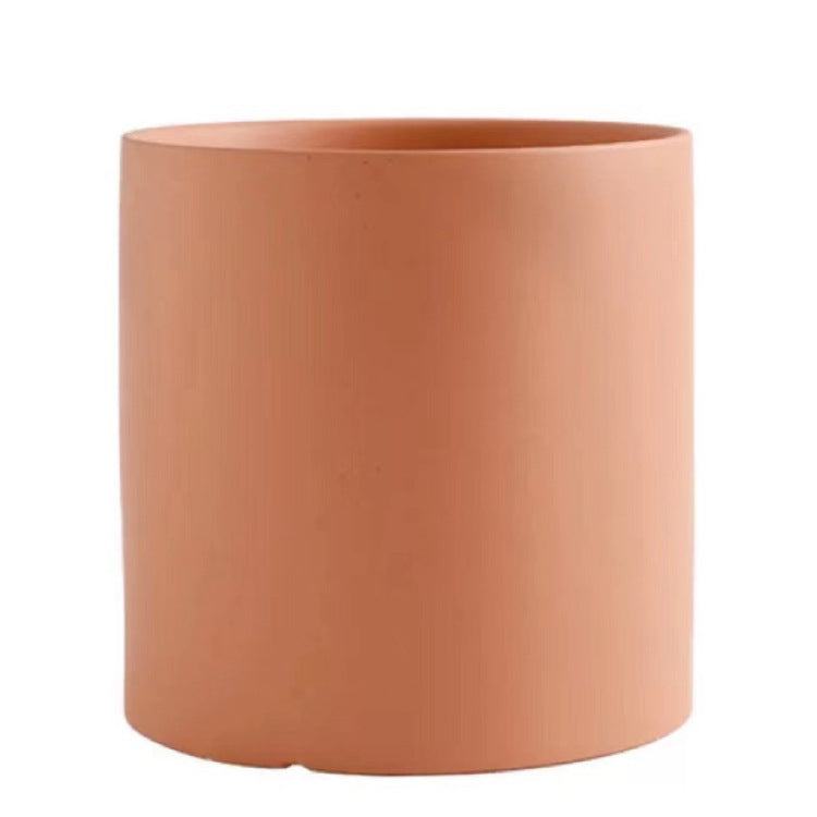 Nordic Industrial Style Colorful Ceramic Flowerpot Succulent Planter Green Plants Cylindrical Shape Flower Pot With Hole Tray-0-Rambla Store