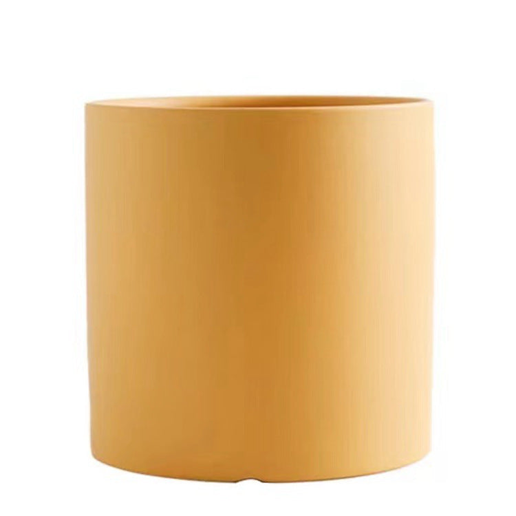 Nordic Industrial Style Colorful Ceramic Flowerpot Succulent Planter Green Plants Cylindrical Shape Flower Pot With Hole Tray-0-Rambla Store