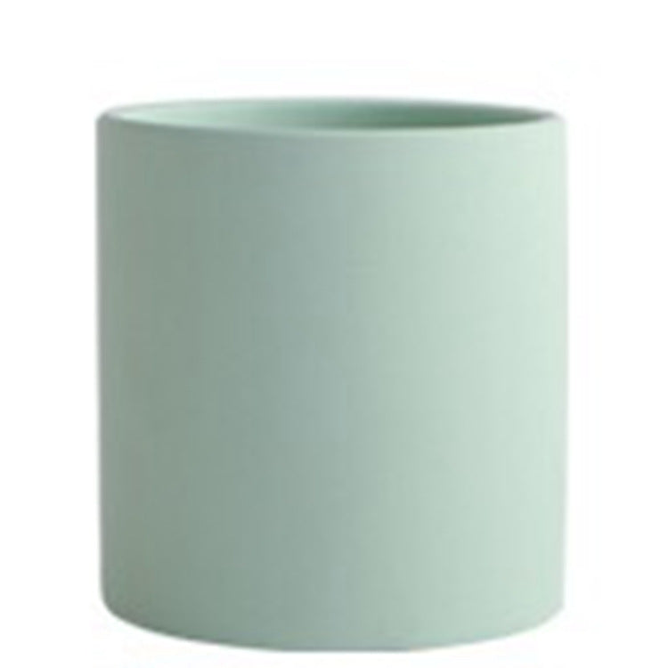 Nordic Industrial Style Colorful Ceramic Flowerpot Succulent Planter Green Plants Cylindrical Shape Flower Pot With Hole Tray-0-Rambla Store