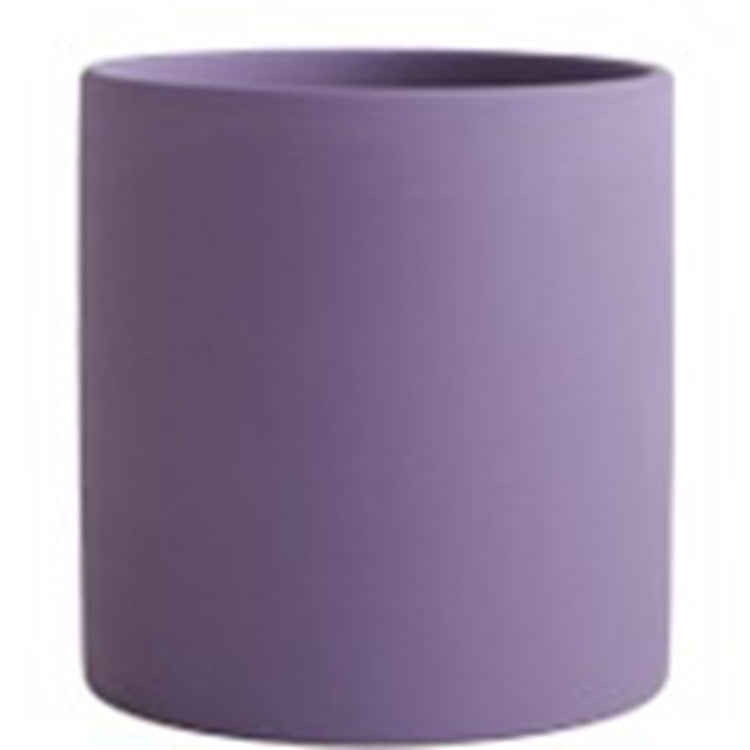 Nordic Industrial Style Colorful Ceramic Flowerpot Succulent Planter Green Plants Cylindrical Shape Flower Pot With Hole Tray-0-Rambla Store