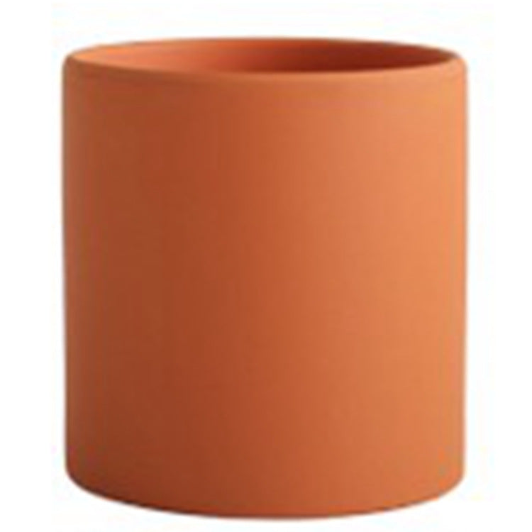 Nordic Industrial Style Colorful Ceramic Flowerpot Succulent Planter Green Plants Cylindrical Shape Flower Pot With Hole Tray-0-Rambla Store