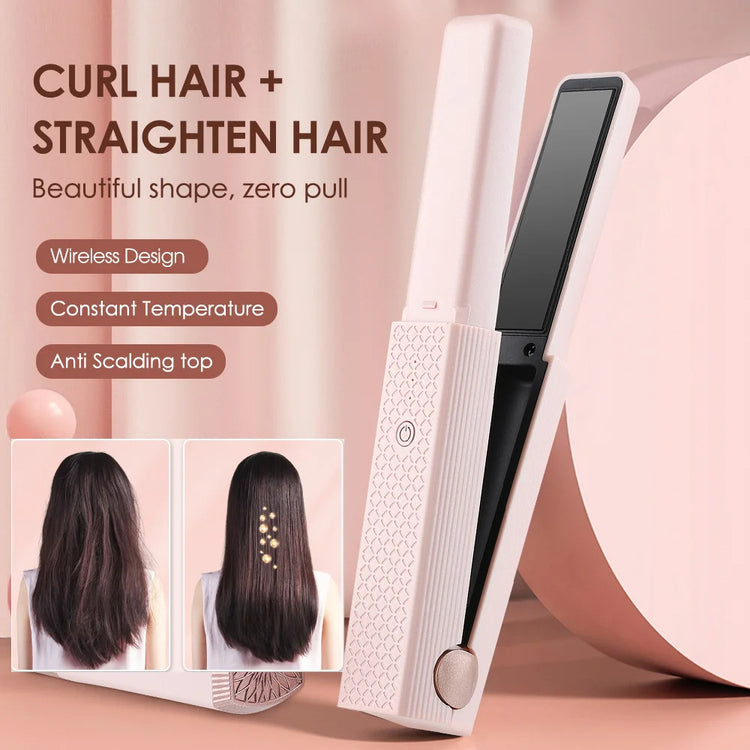 Hair Straightener Cordless Usb Hair Straightener Mini Ceramics Hair Curler 3 Constant Temperature Portable Flat Iron For Travel-0-Rambla Store