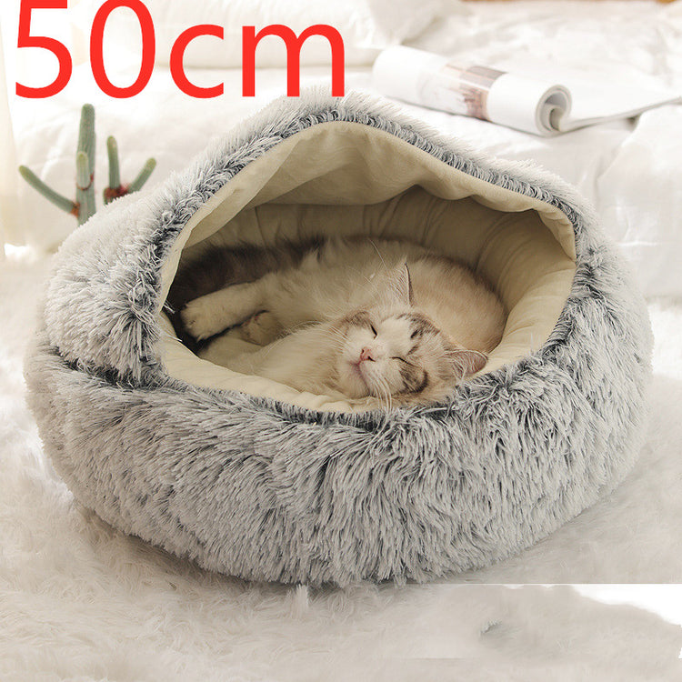 2 In 1 Dog And Cat Bed Pet Winter Bed Round Plush Warm Bed House Soft Long Plush Pets Bed-0-Rambla Store