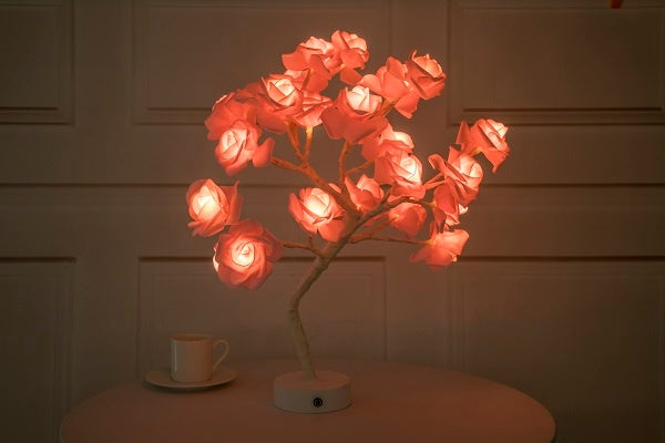 Rose Flower Lamp USB Battery Operated LED Table Lamp Bonsai Tree Night Lights Garland Bedroom Decoration Lights Home Decor-0-Rambla Store