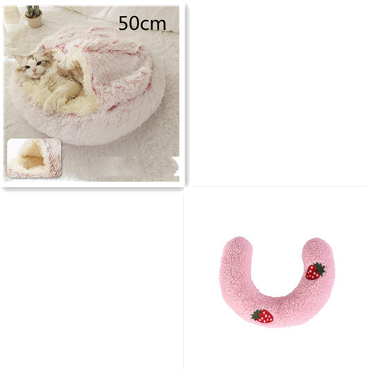 2 In 1 Dog And Cat Bed Pet Winter Bed Round Plush Warm Bed House Soft Long Plush Pets Bed-0-Rambla Store