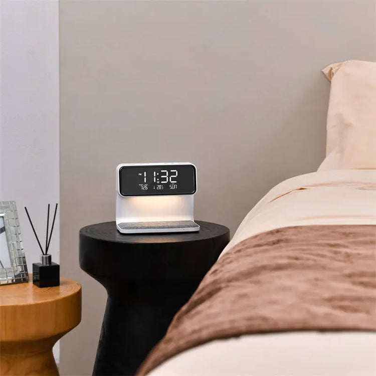 Creative 3 In 1 Bedside Lamp Wireless Charging LCD Screen Alarm Clock Wireless Phone Charger-0-Rambla Store