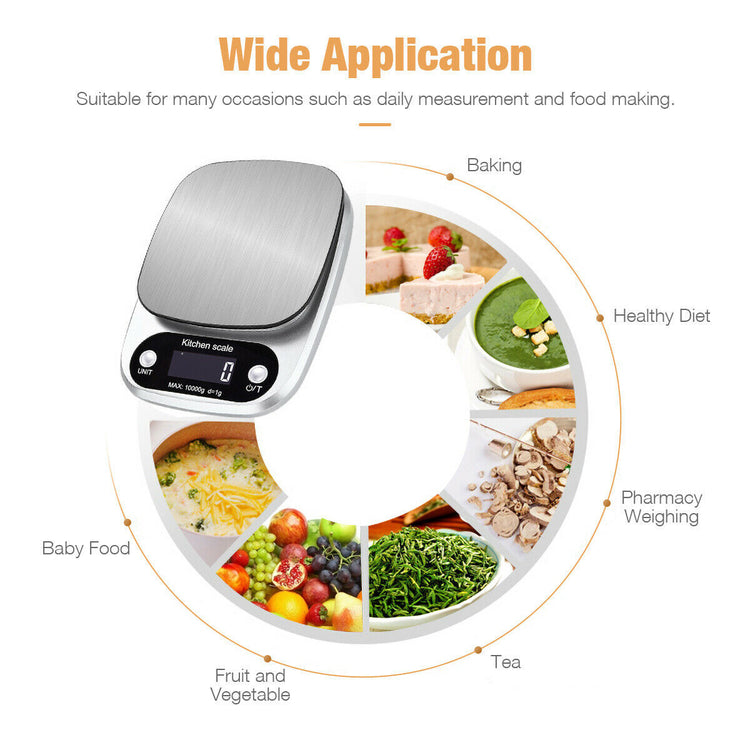 Digital Kitchen Food Diet Scale, Multifunction Weight Balance 22lbs 1g Kitchen Scale Stainless Steel Weighing Scale For Food Diet Postal Balance Measuring-5-Rambla Store