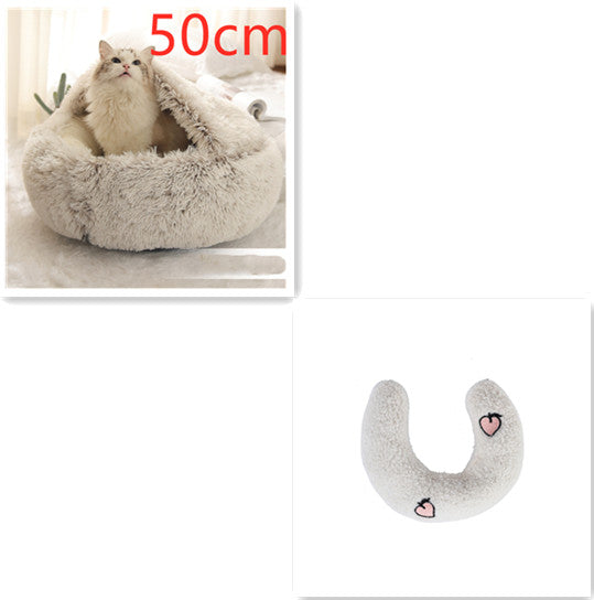 2 In 1 Dog And Cat Bed Pet Winter Bed Round Plush Warm Bed House Soft Long Plush Pets Bed-0-Rambla Store