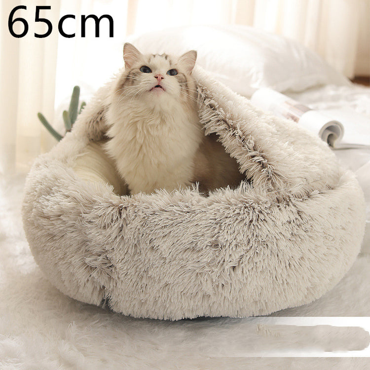 2 In 1 Dog And Cat Bed Pet Winter Bed Round Plush Warm Bed House Soft Long Plush Pets Bed-0-Rambla Store