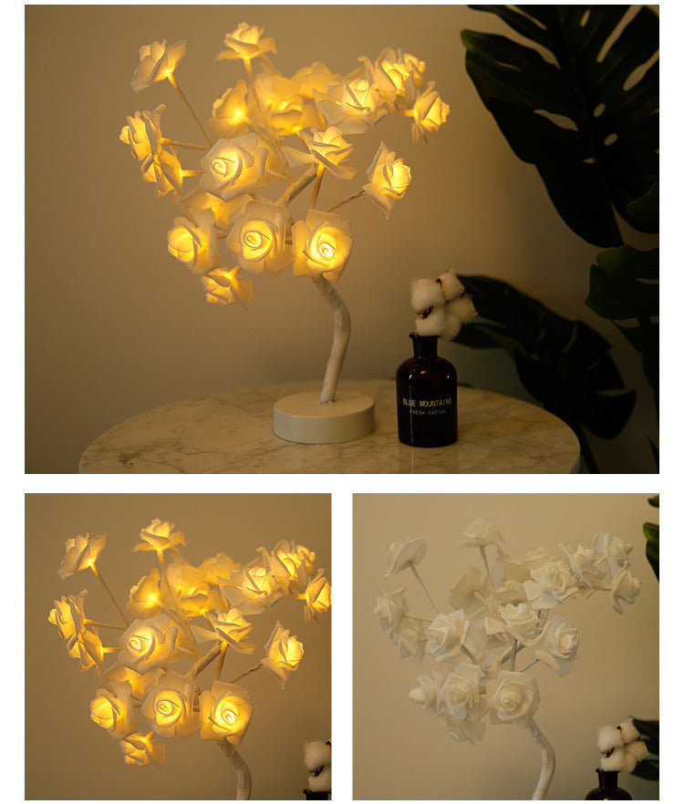 Rose Flower Lamp USB Battery Operated LED Table Lamp Bonsai Tree Night Lights Garland Bedroom Decoration Lights Home Decor-0-Rambla Store