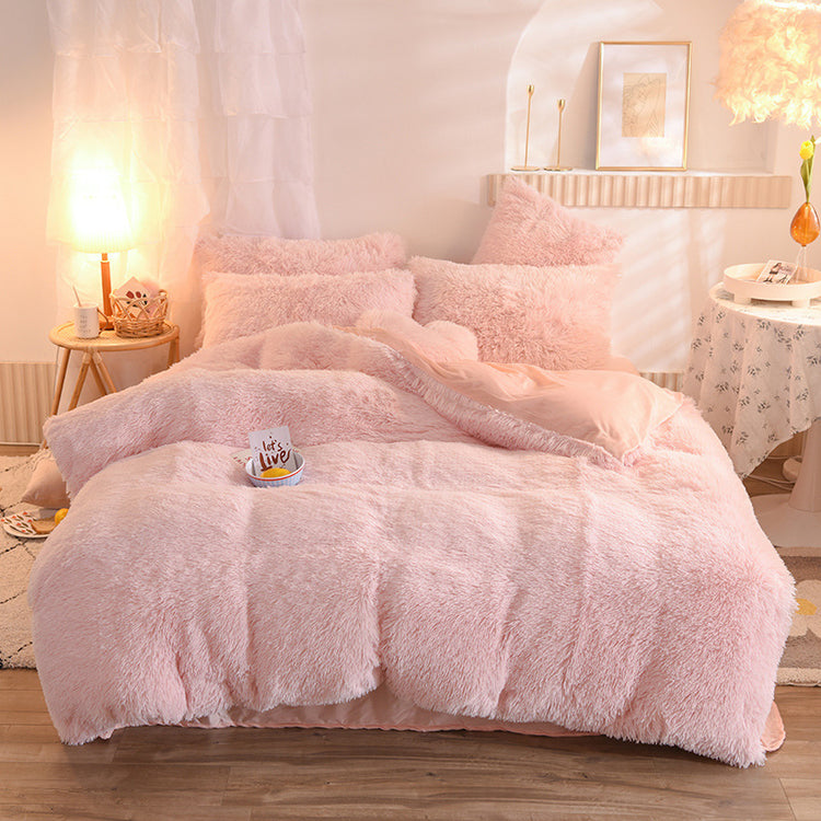 Luxury Thick Fleece Duvet Cover Queen King Winter Warm Bed Quilt Cover Pillowcase Fluffy Plush Shaggy Bedclothes Bedding Set Winter Body Keep Warm-0-Rambla Store