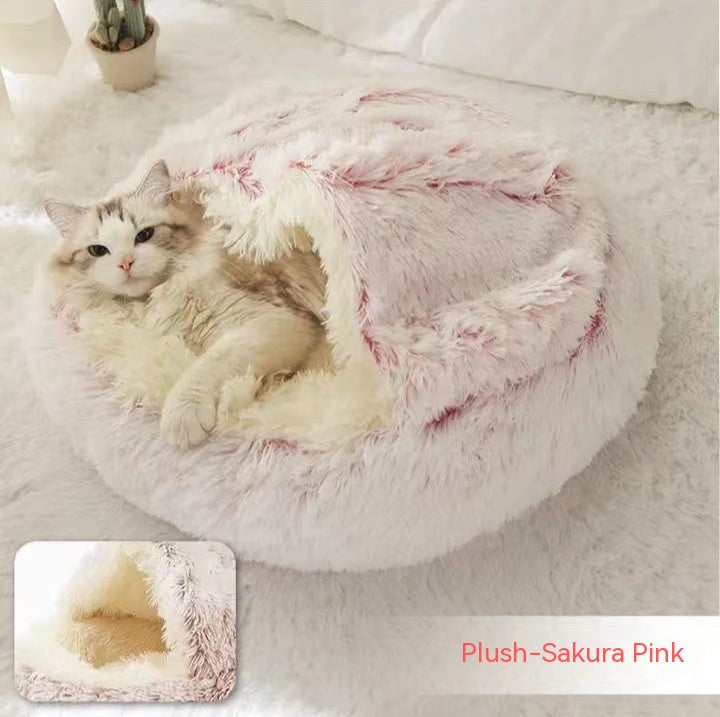 2 In 1 Dog And Cat Bed Pet Winter Bed Round Plush Warm Bed House Soft Long Plush Pets Bed-0-Rambla Store