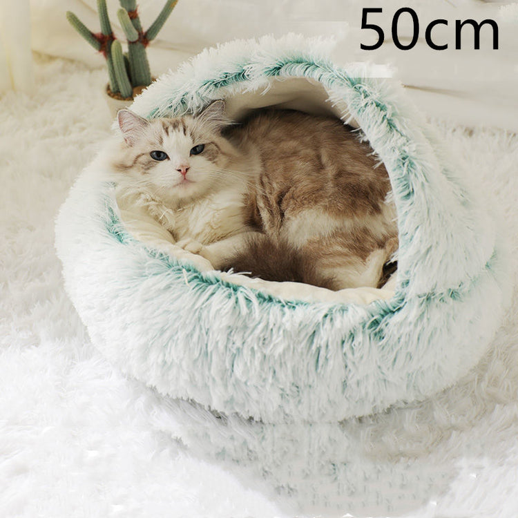2 In 1 Dog And Cat Bed Pet Winter Bed Round Plush Warm Bed House Soft Long Plush Pets Bed-0-Rambla Store