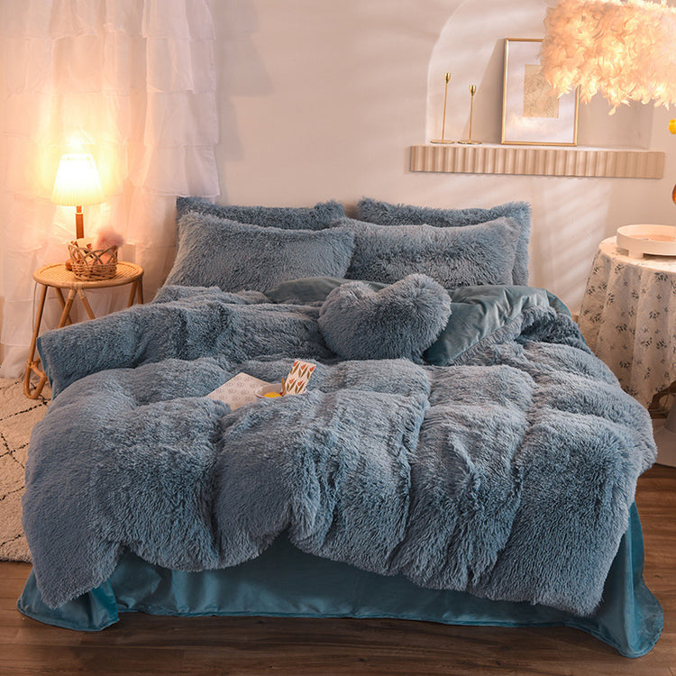 Luxury Thick Fleece Duvet Cover Queen King Winter Warm Bed Quilt Cover Pillowcase Fluffy Plush Shaggy Bedclothes Bedding Set Winter Body Keep Warm-0-Rambla Store