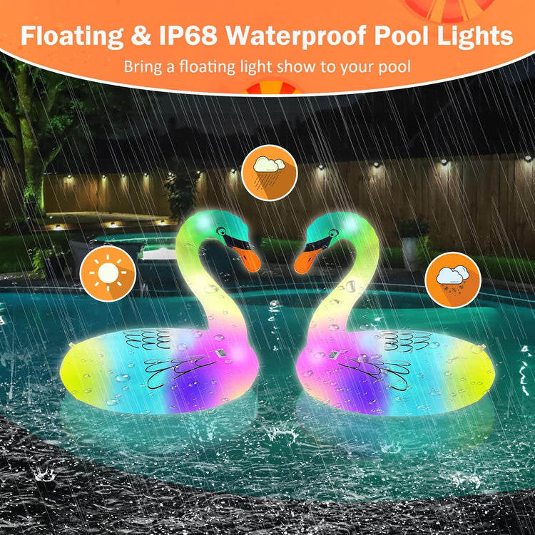 Floating Pool Lights,Solar Inflatable Swan Pool Floats with 3 Modes,Waterproof Glow in the Dark Inflatable Solar Powered Swan Pool Lights for Swimming Pool,Party,Garden,Patio,Outdoor Decor.--Rambla Store