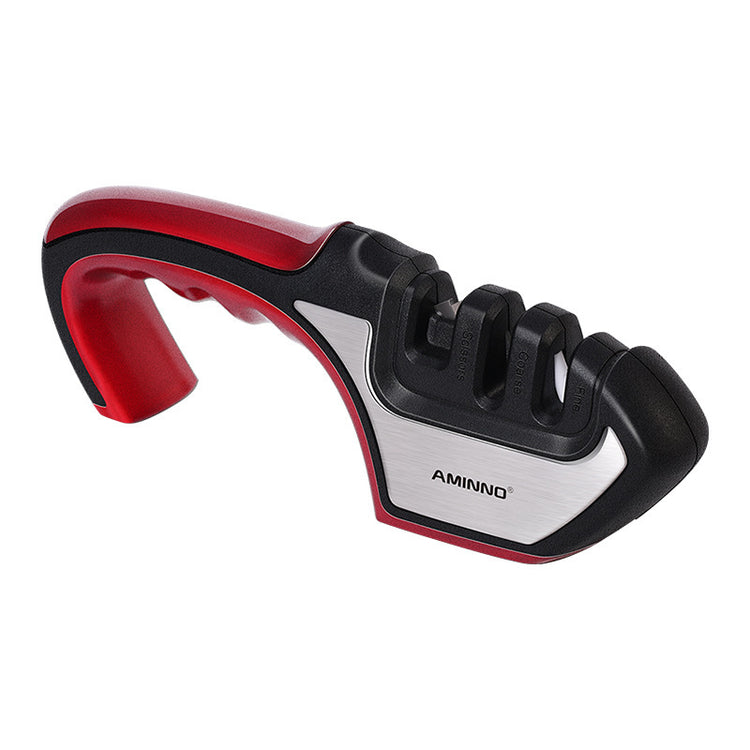 A Four-in-one Family Uses A Sharpener To Sharpen A Kitchen Knife-0-Rambla Store
