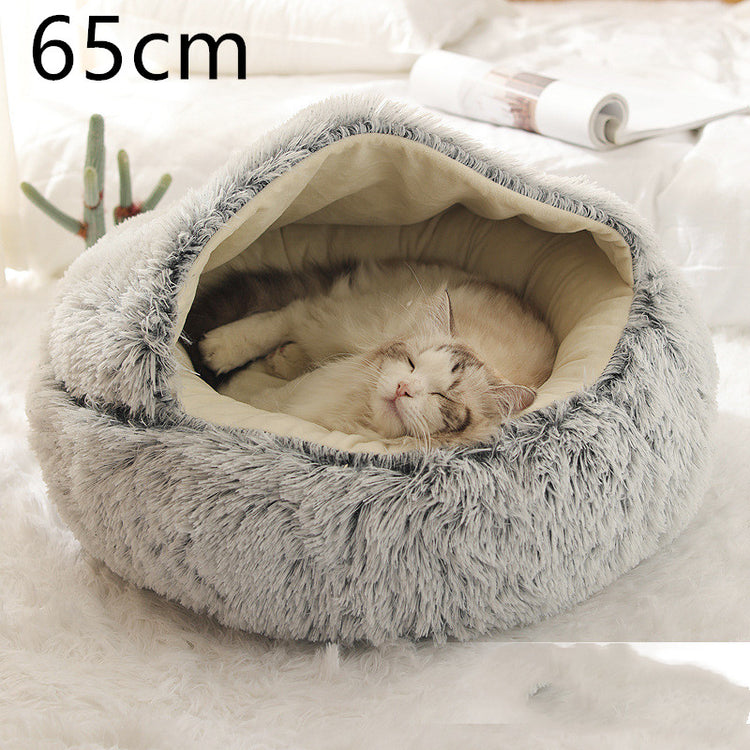 2 In 1 Dog And Cat Bed Pet Winter Bed Round Plush Warm Bed House Soft Long Plush Pets Bed-0-Rambla Store