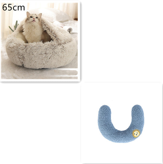 2 In 1 Dog And Cat Bed Pet Winter Bed Round Plush Warm Bed House Soft Long Plush Pets Bed-0-Rambla Store