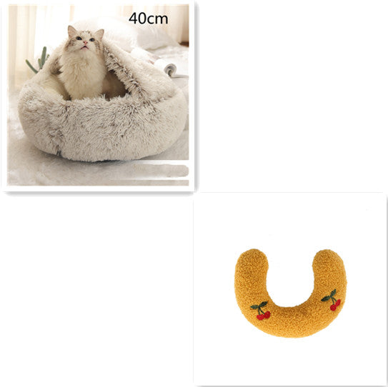 2 In 1 Dog And Cat Bed Pet Winter Bed Round Plush Warm Bed House Soft Long Plush Pets Bed-0-Rambla Store