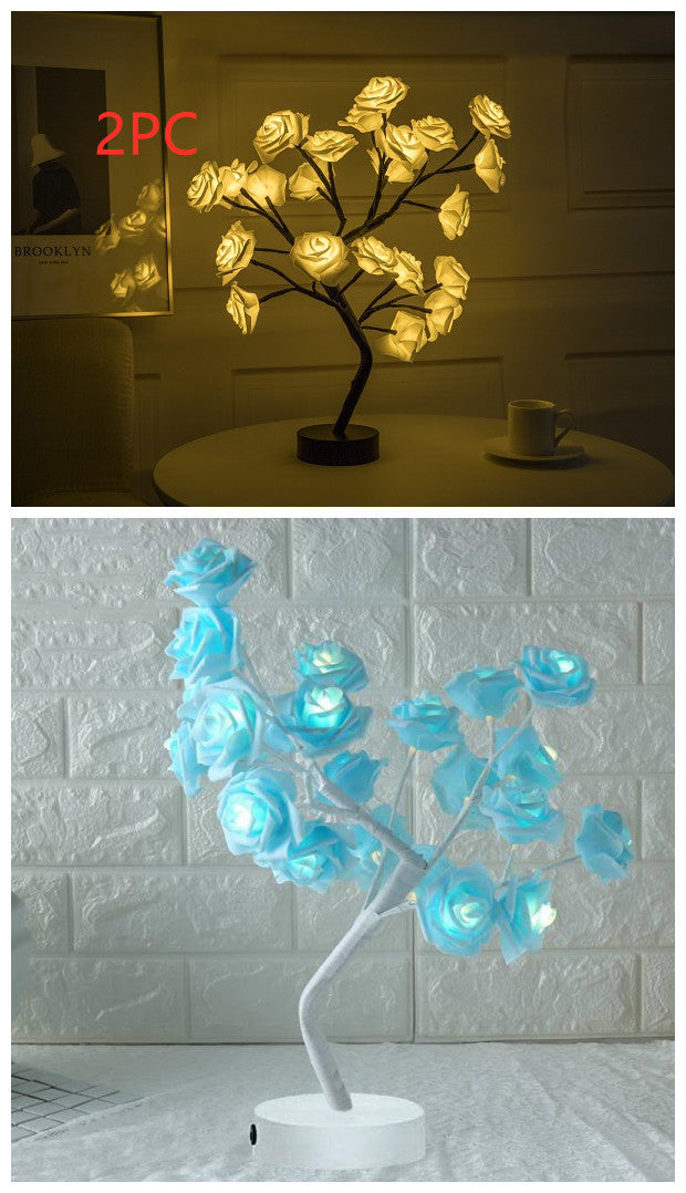 Rose Flower Lamp USB Battery Operated LED Table Lamp Bonsai Tree Night Lights Garland Bedroom Decoration Lights Home Decor-0-Rambla Store