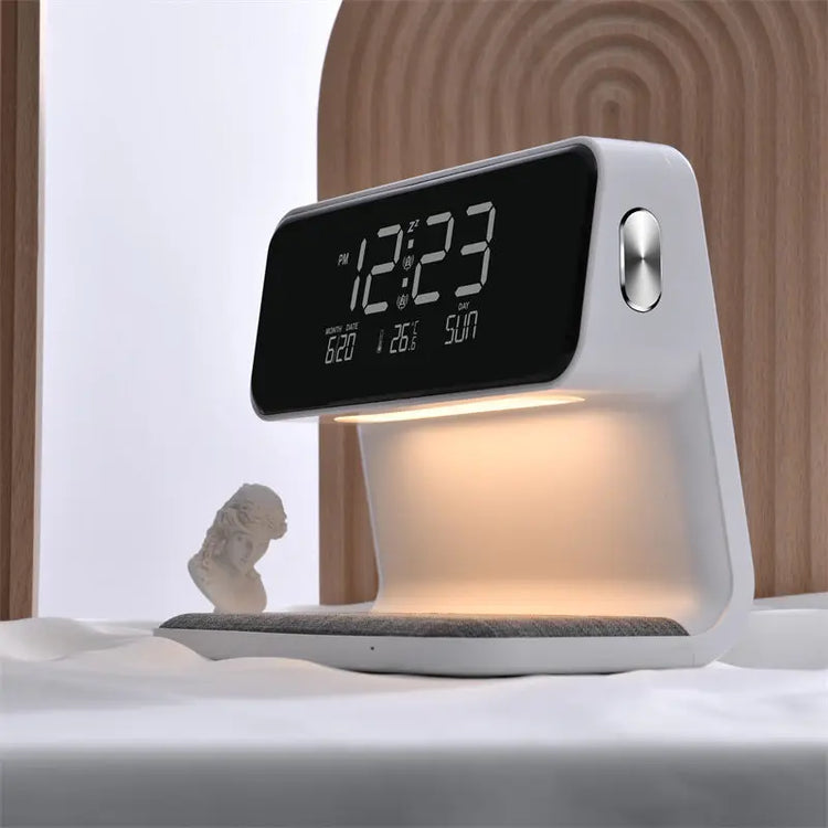 Creative 3 In 1 Bedside Lamp Wireless Charging LCD Screen Alarm Clock Wireless Phone Charger-0-Rambla Store