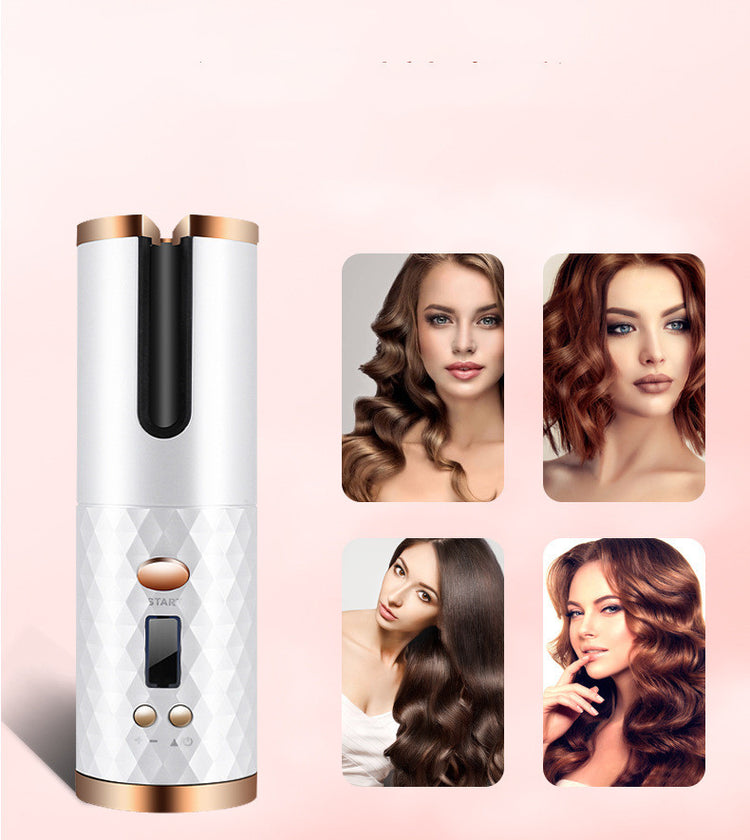 Rechargeable Automatic Hair Curler Women Portable Hair Curling Iron LCD Display Ceramic Curly Rotating Curling Wave Styer-0-Rambla Store