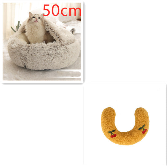 2 In 1 Dog And Cat Bed Pet Winter Bed Round Plush Warm Bed House Soft Long Plush Pets Bed-0-Rambla Store