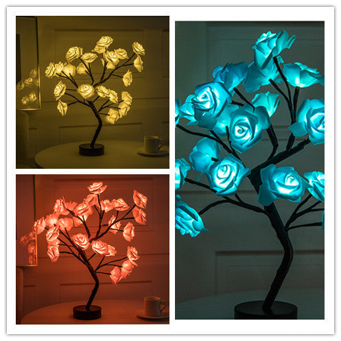 Rose Flower Lamp USB Battery Operated LED Table Lamp Bonsai Tree Night Lights Garland Bedroom Decoration Lights Home Decor-0-Rambla Store
