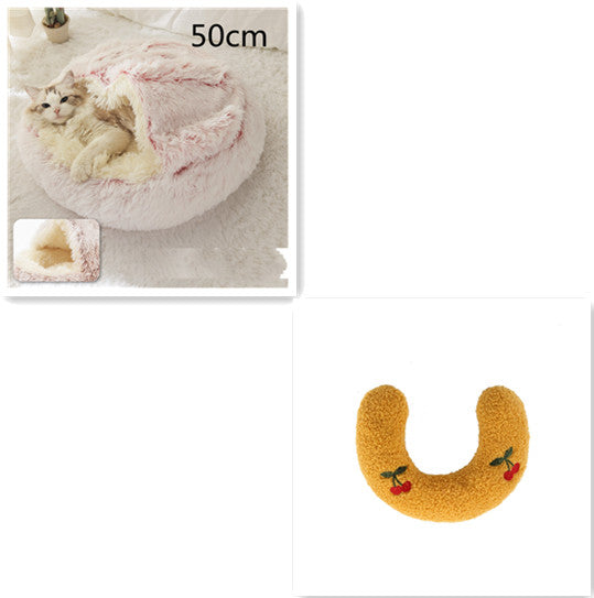 2 In 1 Dog And Cat Bed Pet Winter Bed Round Plush Warm Bed House Soft Long Plush Pets Bed-0-Rambla Store